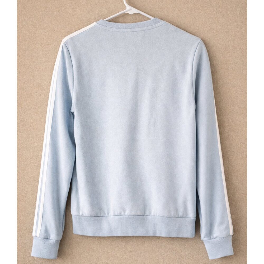 Adidas Light Blue 3-Stripe Crewneck Sweatshirt | Women's Size Small - Picture 3 of 3